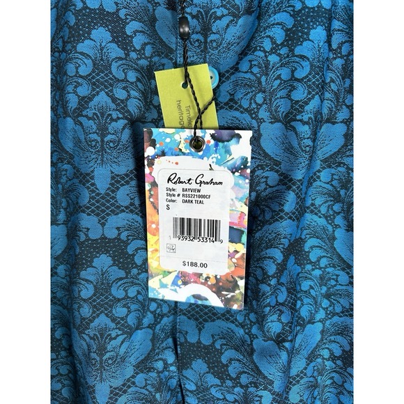 Robert Graham Shirt Adult Small Blue Bayview Paisley Button Up Long Sleeve Men - Picture 3 of 6